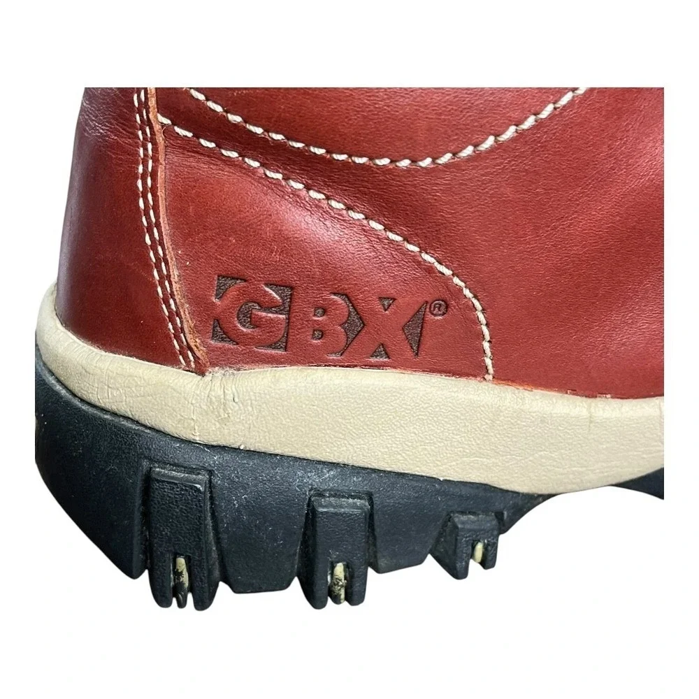 GBX Leather Moc Toe Boots Mens 7.5M Cognac Brown Lug Sole 144897 Rugged Gorpcore
